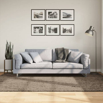 Covor ISTAN, cu fire înalte, aspect lucios, gri, 160x230 cm - Img 1