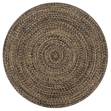 Covor manual, negru și natural, 150 cm, iută - Img 1