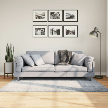 Covor pufos cu fire înalte, albastru modern, 120x170 cm - Img 1