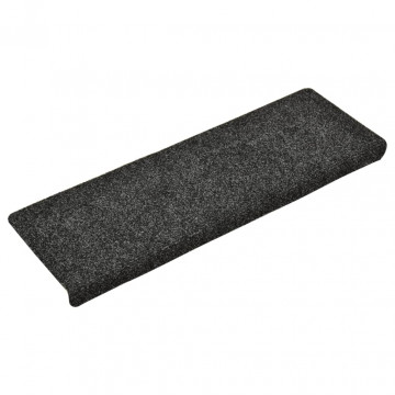 Covorașe de scări cusătură punch, 15 buc., gri, 65 x 25 cm - Img 2