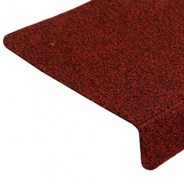 Covorașe de scări cusătură punch, 15 buc., roșu, 65x21x4 cm - Img 7