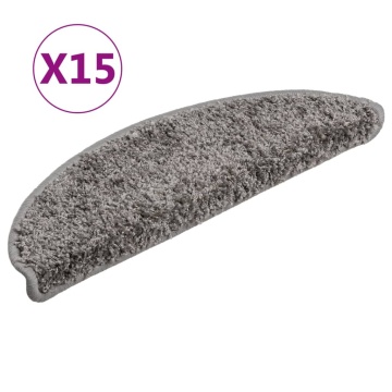 Covorașe pentru trepte scară, 15 buc., gri, 56x17x3 cm - Img 2