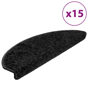 Covorașe pentru trepte scară, 15 buc., negru, 65x21x4 cm - Img 2