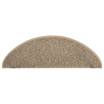 Covorașe scări autoadezive, 15 buc. bej închis, 65x21x4cm sisal - Img 4