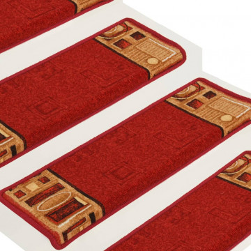 Covorașe scări autoadezive, 15 buc., roșu, 65x21x4 cm - Img 4