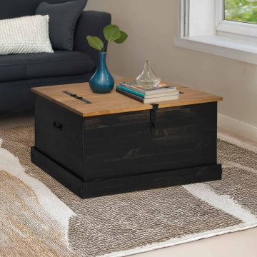 Cufă de depozitare HALDEN Negru 91x91x47 cm Lemn masiv de pin - Img 1