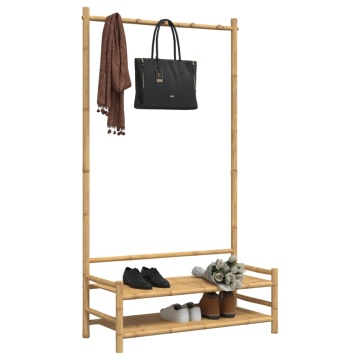 Cuier pentru haine cu rafturi, 103x40x183 cm, bambus - Img 4
