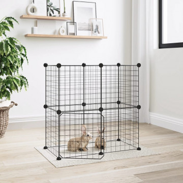 Cușcă animale de companie cu ușă 12 panouri negru 35x35 cm oțel - Img 1