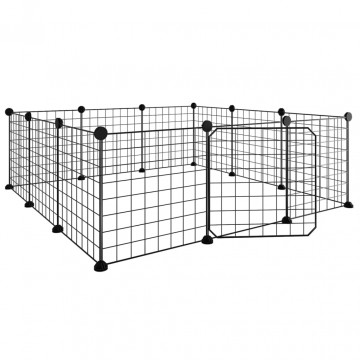 Cușcă animale de companie cu ușă 12 panouri negru 35x35 cm oțel - Img 4