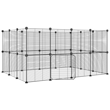 Cușcă animale de companie cu ușă 28 panouri negru 35x35 cm oțel - Img 2