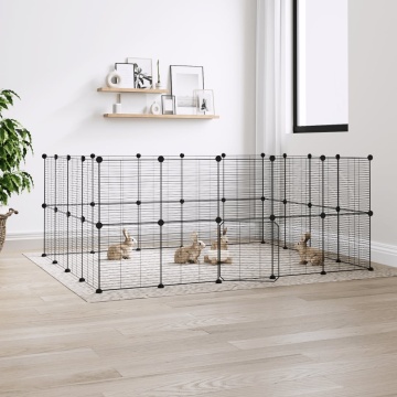 Cușcă animale de companie cu ușă 36 panouri negru 35x35 cm oțel - Img 1