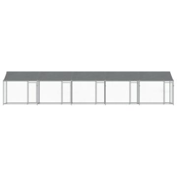 Cușcă câini cu acoperiș și uși, gri, 10x2x2 m, oțel galvanizat - Img 4
