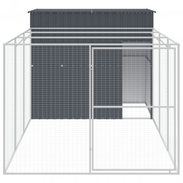 Cușcă de câine cu țarc antracit 214x457x181 cm oțel galvanizat - Img 3