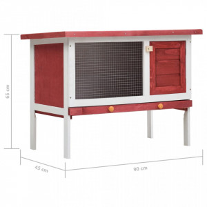 Cușcă de iepuri pentru exterior, 1 nivel, roșu, lemn - Img 6