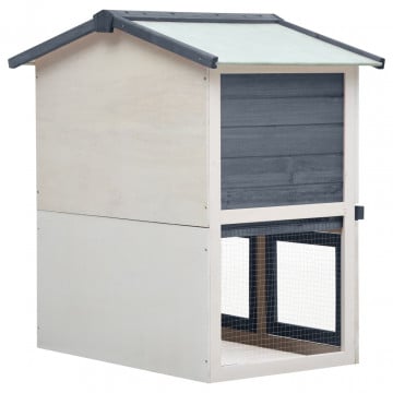 Cușcă de iepuri pentru exterior, 3 uși, gri, lemn - Img 7