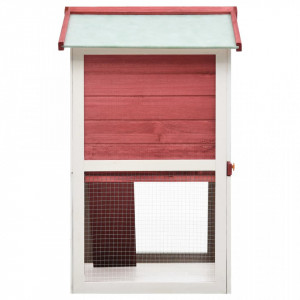 Cușcă de iepuri pentru exterior, 3 uși, roșu, lemn - Img 4