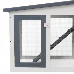 Cușcă exterior pentru iepuri mare, gri&alb, 204x45x85 cm, lemn - Img 7