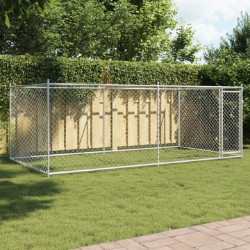 Cușcă pentru câini cu ușă, gri, 4x2x1,5 m, oțel galvanizat - Img 1