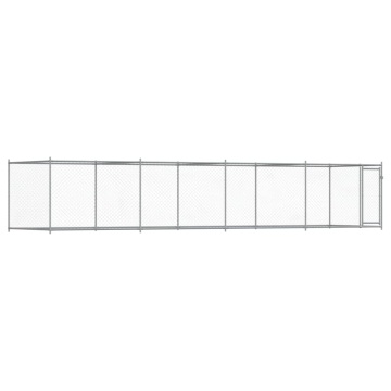 Cușcă pentru câini cu ușă, gri, 8x2x1,5 m, oțel galvanizat - Img 2