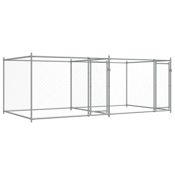 Cușcă pentru câini cu uși, gri, 4x2x1,5 m, oțel galvanizat - Img 2