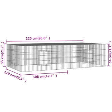 Cușcă pentru iepuri, 2 panouri, 220x110x55 cm, fier galvanizat - Img 6