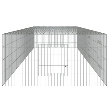 Cușcă pentru iepuri, 4 panouri, 325x109x54 cm, fier galvanizat - Img 7