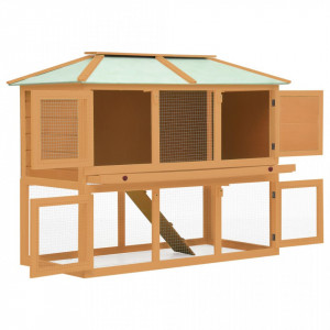 Cușcă pentru iepuri și alte animale, 2 niveluri, lemn - Img 2