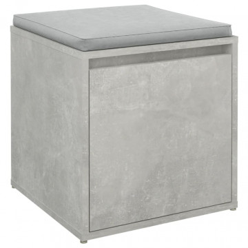 Cutie cu sertar, gri beton, 40,5x40x40 cm, lemn compozit - Img 4
