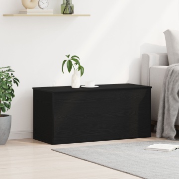 Cutie de depozitare cu capac Negru Stejar 100x42x46 cm Lemn prelucrat - Img 4