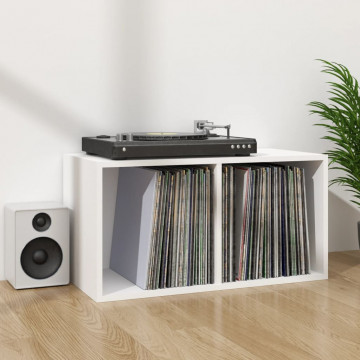 Cutie de depozitare viniluri, alb, 71x34x36 cm, lemn compozit - Img 5