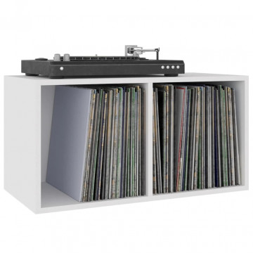 Cutie de depozitare viniluri, alb, 71x34x36 cm, lemn compozit - Img 8