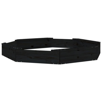 Cutie de nisip cu scaune octogonale, negru, lemn masiv de pin - Img 2