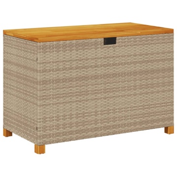 Cutie depozitare grădină bej 110x55x63 cm lemn acacia poliratan - Img 2
