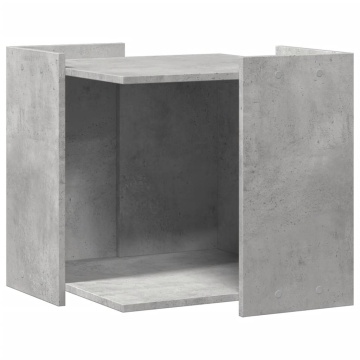 Cutie litieră pisici gri beton 53x53x51 cm lemn prelucrat - Img 2