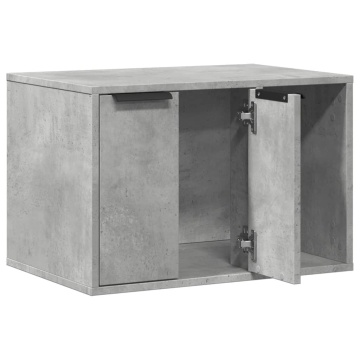 Cutie litieră pisici gri beton 60x40x40 cm lemn prelucrat - Img 4