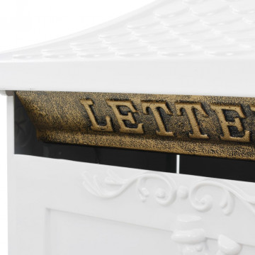 Cutie poștală cu picior, aluminiu, vintage, inoxidabilă, alb - Img 8