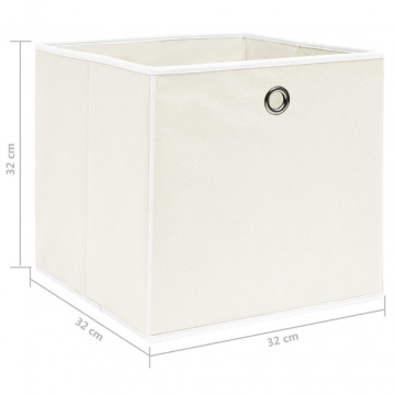 Cutii de depozitare, 4 buc., alb, 32x32x32 cm, textil - Img 4
