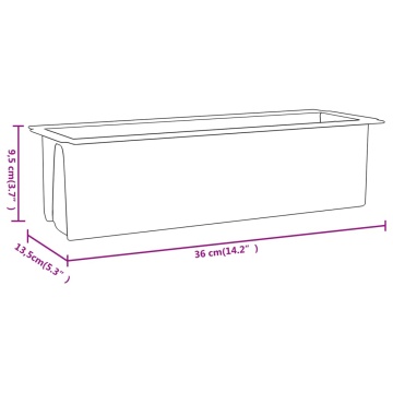 Cutii de flori pentru europaleți 12 buc. gri 36x13,5x9,5 cm PP - Img 7