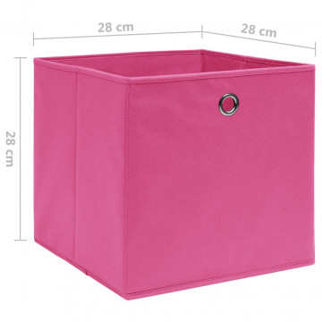 Cutii depozitare, 4 buc., roz, 28x28x28 cm, textil nețesut - Img 5