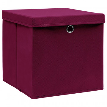 Cutii depozitare cu capac 10 buc. roșu închis 32x32x32cm textil - Img 2