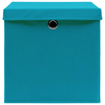 Cutii depozitare cu capace, 10 buc., albastru, 28x28x28 cm - Img 3
