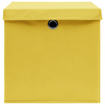 Cutii depozitare cu capace, 4 buc., galben, 28x28x28 cm - Img 3