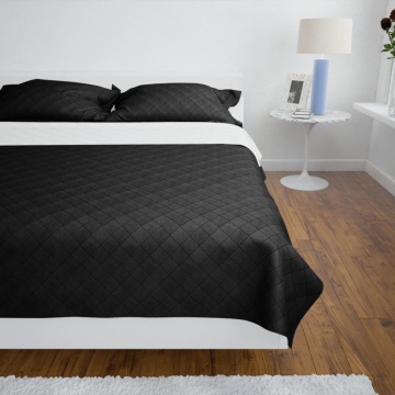 Cuvertură matlasată cu două fețe, negru/alb, 220 x 240 cm - Img 3