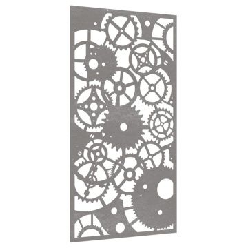 Decor perete grădină 105x55 cm design roți zimțare oțel Corten - Img 3