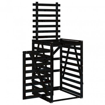 Depozitare coș de gunoi negru 84x90x128,5 cm lemn masiv de pin - Img 5