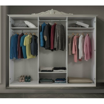 Dormitor Barocco Nero, negru/auriu, pat 160x200 cm, dulap cu 6 usi, comoda, 2 noptiere - Img 4