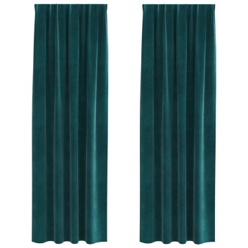 Draperii Blackout cu bandă superioară, 2 buc, catifea verde închis - Img 2