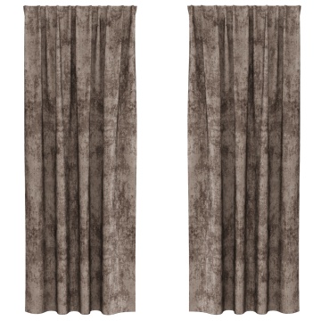 Draperii din Catifea 2 buc cu Ochiuri Cappuccino 225x140 cm - Img 2