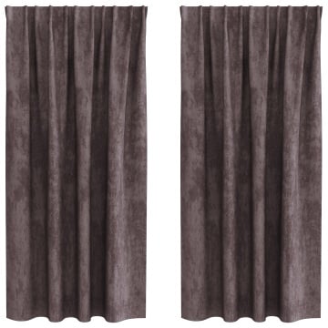 Draperii din catifea 2 piese cu ochiuri maro 175x140 cm - Img 2