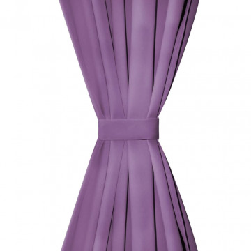 Draperii micro-satin cu bride, 2 buc, 140 x 175 cm, violet - Img 3